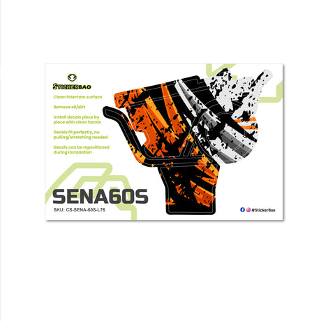 For Sena 60S Skin Stickers Communication System Protection Graphics Decal L76 Abstract Orange White Motorcycle Accessories