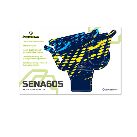 For Sena 60S Skin Stickers Communication System Protection Graphics Decal L78 Abstract Yellow Blue Motorcycle Accessories