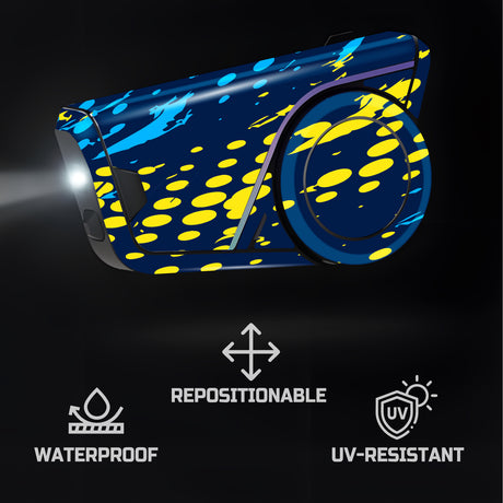 For Sena 60S Skin Stickers Communication System Protection Graphics Decal L78 Abstract Yellow Blue Motorcycle Accessories