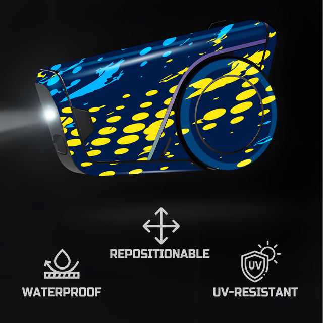 For Sena 60S Skin Stickers Communication System Protection Graphics Decal L78 Abstract Yellow Blue Motorcycle Accessories