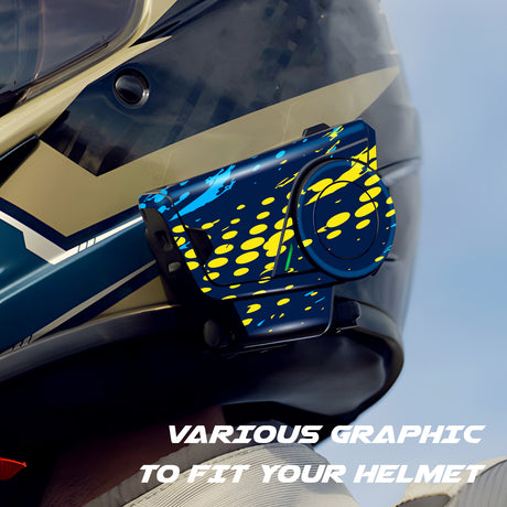 For Sena 60S Skin Stickers Communication System Protection Graphics Decal L78 Abstract Yellow Blue Motorcycle Accessories