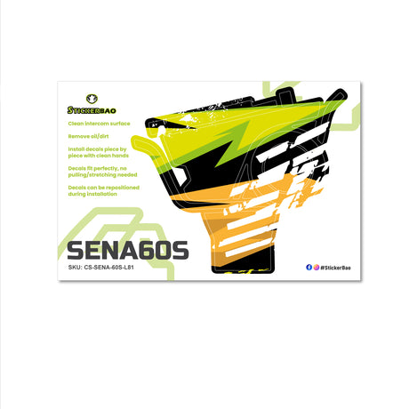 For Sena 60S Skin Stickers Communication System Protection Graphics Decal L81 Abstract Green Orange Motorcycle Accessories