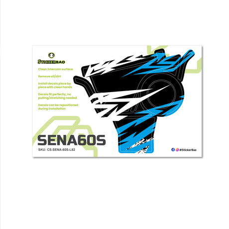 For Sena 60S Skin Stickers Communication System Protection Graphics Decal L82 Abstract Blue Black Motorcycle Accessories