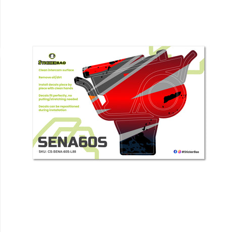 For Sena 60S Skin Stickers Communication System Protection Graphics Decal L88 Abstract Red Gray Motorcycle Accessories
