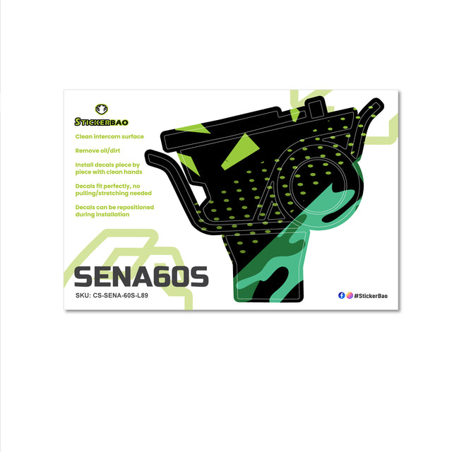 For Sena 60S Skin Stickers Communication System Protection Graphics Decal L89 Abstract Green Black Motorcycle Accessories