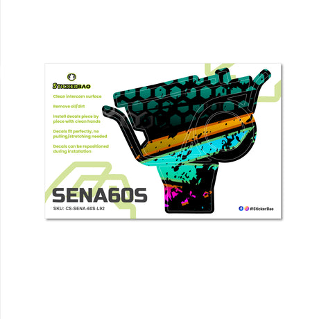 For Sena 60S Skin Stickers Communication System Protection Graphics Decal L92 Abstract Green Orange Motorcycle Accessories