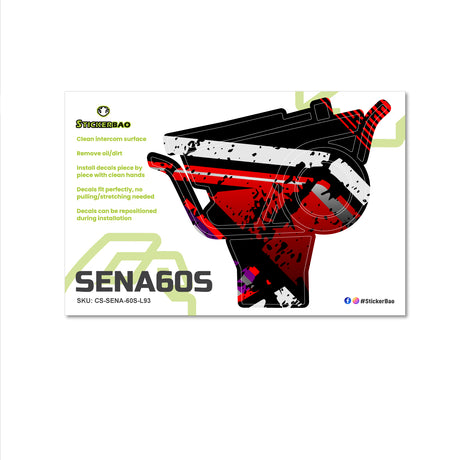 For Sena 60S Skin Stickers Communication System Protection Graphics Decal L93 Abstract Red Black Motorcycle Accessories