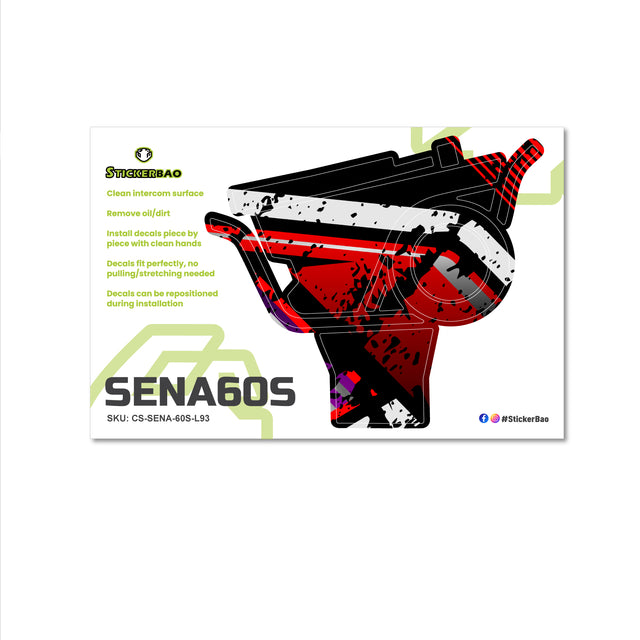 For Sena 60S Skin Stickers Communication System Protection Graphics Decal L93 Abstract Red Black Motorcycle Accessories