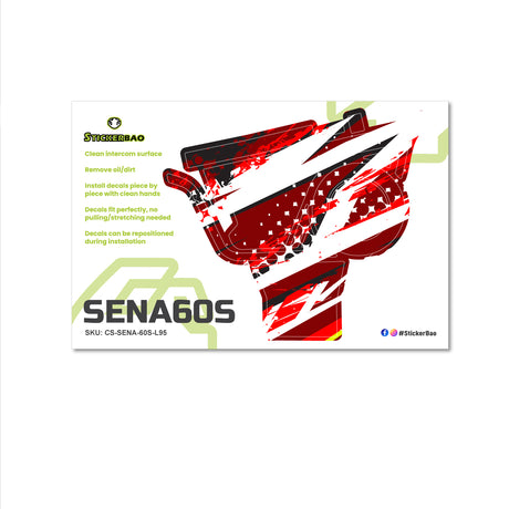 For Sena 60S Skin Stickers Communication System Protection Graphics Decal L95 Abstract Red White Motorcycle Accessories