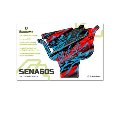 For Sena 60S Skin Stickers Communication System Protection Graphics Decal L96 Abstract Red Blue Motorcycle Accessories