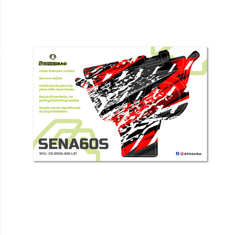For Sena 60S Skin Stickers Communication System Protection Graphics Decal L97 Abstract Red White Motorcycle Accessories