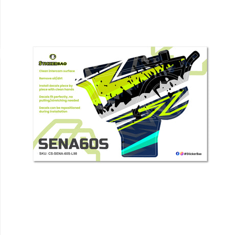 For Sena 60S Skin Stickers Communication System Protection Graphics Decal L98 Abstract Green Motorcycle Accessories