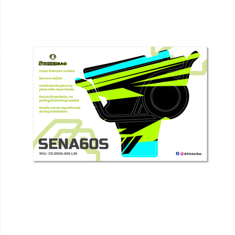 For Sena 60S Skin Stickers Communication System Protection Graphics Decal L99 Abstract Green Black Motorcycle Accessories