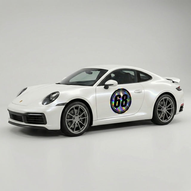 Custom Iridescent Racing Number Stickers for Cars (Set of 2) - RCC001 - StickerBao Wheel Sticker Store