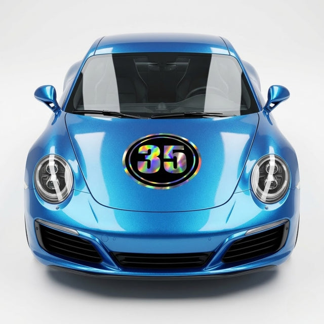 Custom Iridescent Racing Number Stickers for Cars (Set of 2) - RCC002 - StickerBao Wheel Sticker Store