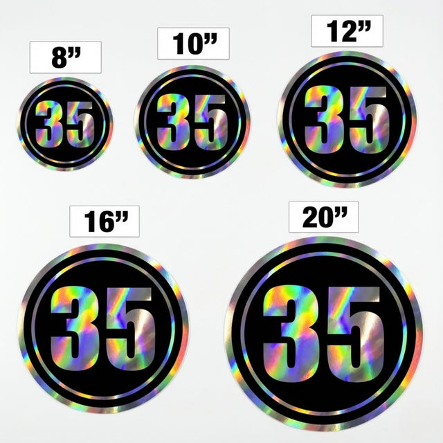 Custom Iridescent Racing Number Stickers for Cars (Set of 2) - RCC002 - StickerBao Wheel Sticker Store
