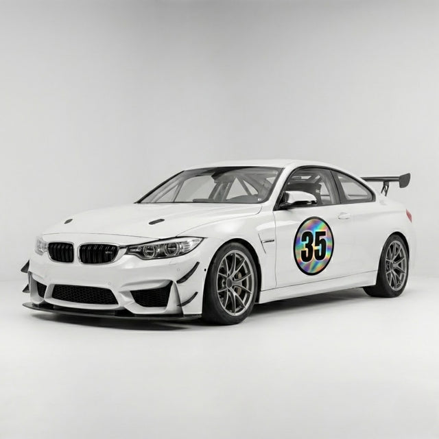 Custom Iridescent Racing Number Stickers for Cars (Set of 2) - RCC005 - StickerBao Wheel Sticker Store