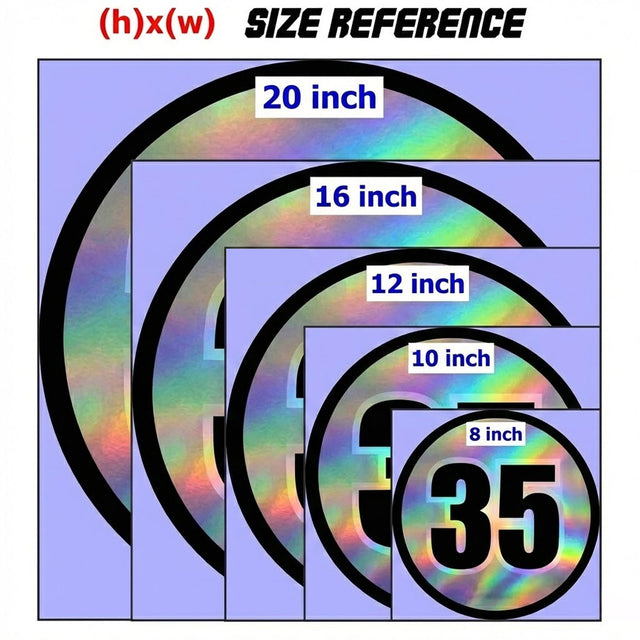 Custom Iridescent Racing Number Stickers for Cars (Set of 2) - RCC005 - StickerBao Wheel Sticker Store