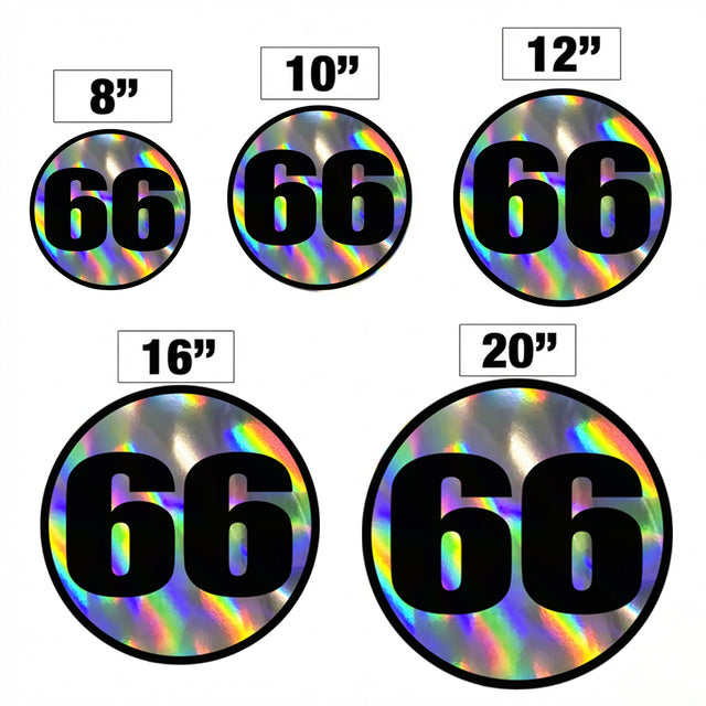 Custom Iridescent Racing Number Stickers for Cars (Set of 2) - RCC006B - StickerBao Wheel Sticker Store