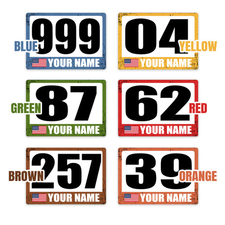 Custom Racing Car Numbers Retro Autocross Sticker Name Flag Vinyl Magnet Decal 2 pieces 10 inch 12 inch 14 inch - StickerBao Wheel Sticker Store