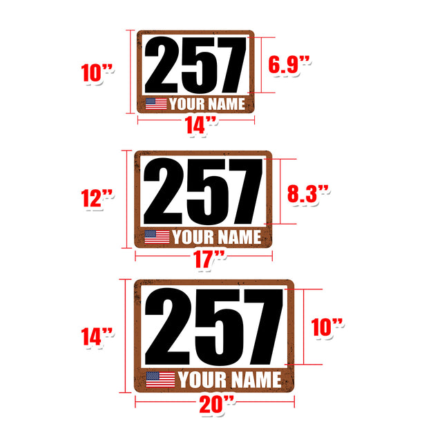 Custom Racing Car Numbers Retro Autocross Sticker Name Flag Vinyl Magnet Decal 2 pieces 10 inch 12 inch 14 inch - StickerBao Wheel Sticker Store