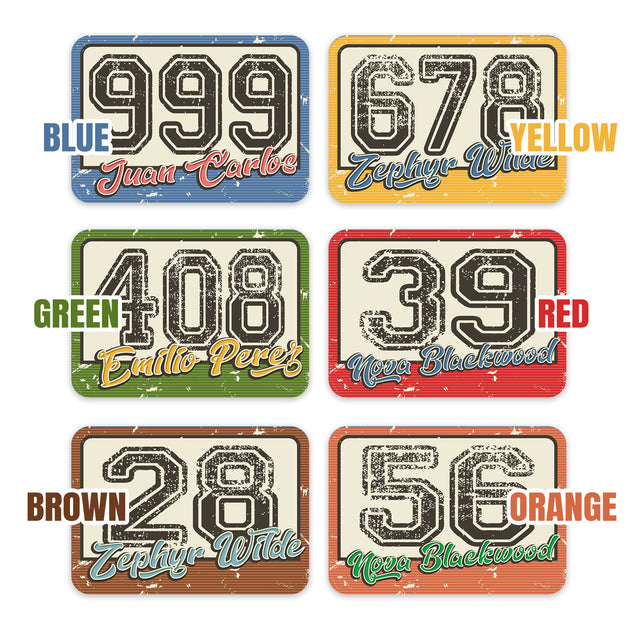 Racing Car Numbers Sticker Retro Autocross Magnet Custom Name Vinyl Decal 2 pieces 10 inch 12 inch 14 inch - StickerBao Wheel Sticker Store