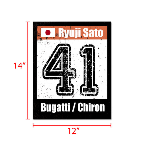 Retro Car Racing Numbers Sticker Custom Autocross Magnet Vinyl Decal Name Make Model Flag 2 pieces 12 inch x 14 inch - StickerBao Wheel Sticker Store