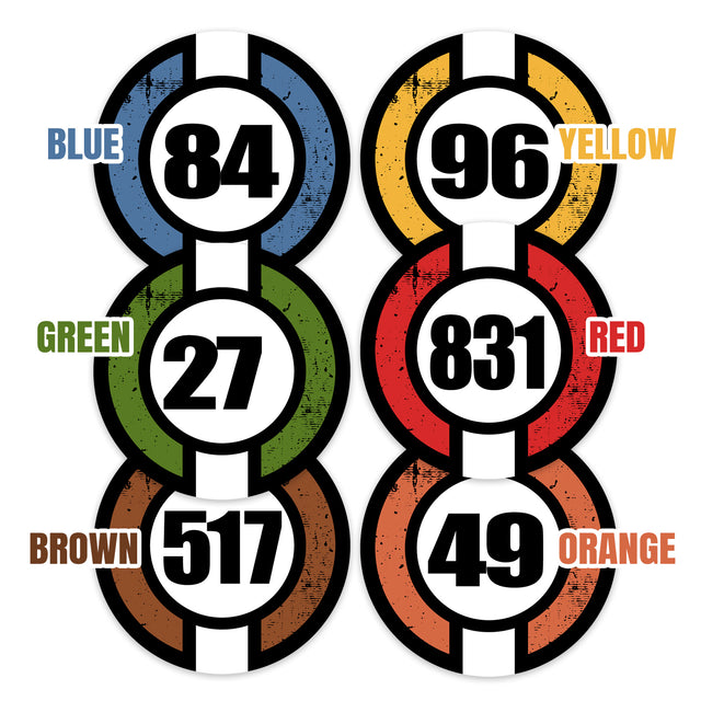 Retro Car Custom Racing Numbers Sticker Autocross Magnet Vinyl Decal 2 pieces Circle Diameter 8 inch 10 inch 12 inch 15 inch 18 inch - StickerBao Wheel Sticker Store