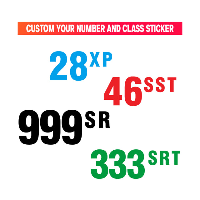 Custom SCCA Race Number Class Sticker Autocross Number Plate Class Magnet - SCCA01 Solid Color