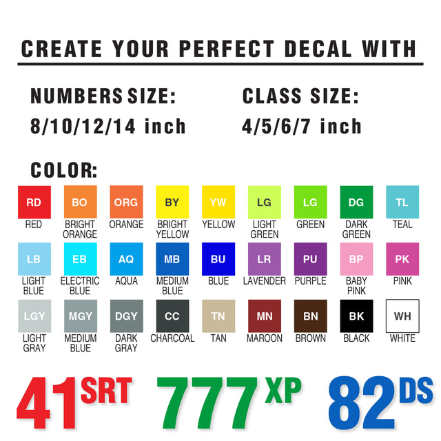 Custom SCCA Race Number Class Sticker Autocross Number Plate Class Magnet - SCCA01 Solid Color