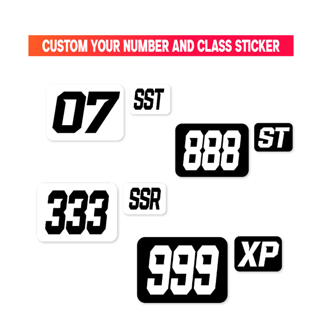 Custom SCCA Race Number Class Sticker Autocross Number Plate Class Magnet - SCCA05 Rectangle Black & White