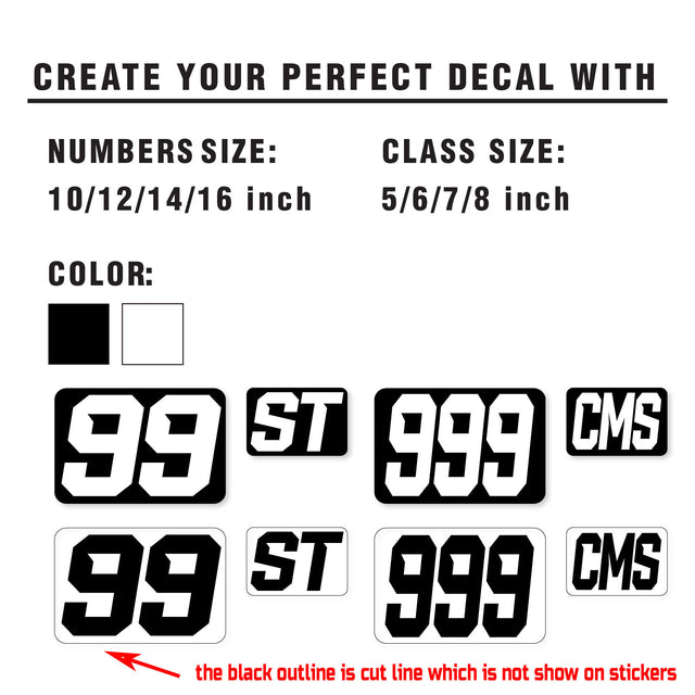 Custom SCCA Race Number Class Sticker Autocross Number Plate Class Magnet - SCCA05 Rectangle Black & White