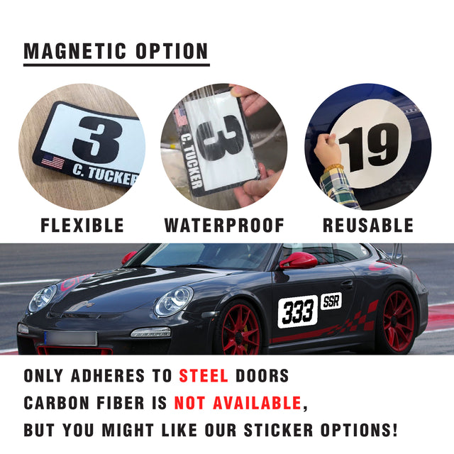 Custom SCCA Race Number Class Sticker Autocross Number Plate Class Magnet - SCCA05 Rectangle Black & White