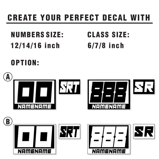 Custom SCCA Race Number Class Sticker Autocross Number Plate Class Magnet - SCCA06 Rectangle Racing Number, Class and Name