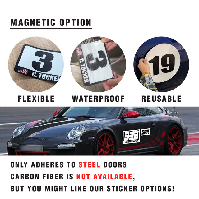 Custom SCCA Race Number Class Sticker Autocross Number Plate Class Magnet - SCCA06 Rectangle Racing Number, Class and Name