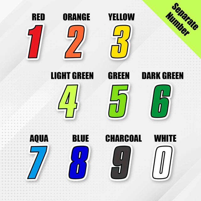 Custom racing number sticker for personalizing race gear diecut stickers motocross off-road rally car number stickers