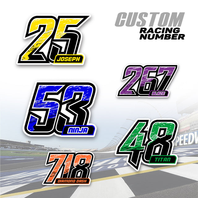 Leave your mark with our custom racing number stickers.