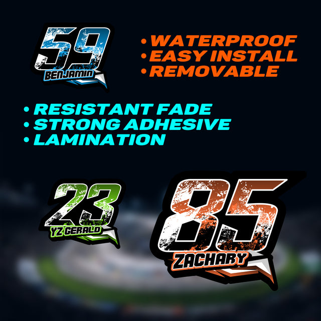 T11 Custom Racing Number Stickers Track Day Number Decals Rally Car Motocross Off-Road Bike - StickerBao Wheel Sticker Store