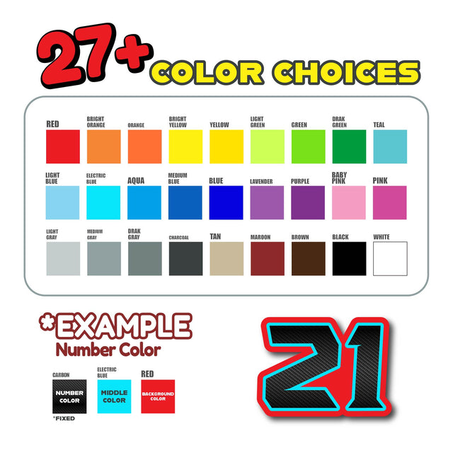 STICKERBAO -  Custom Racing Number Stickers - Track Day Removable Waterproof Decal (3 of set) - NUM46 G012