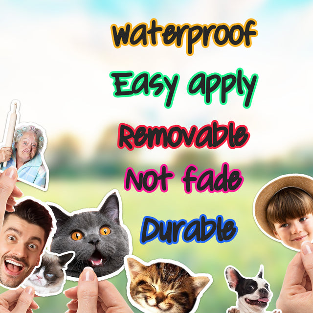 Pet Portrait Stickers | Custom Cat Sticker, Custom contour cut stickers, personalize stickers, Turn Photo Into Sticker, Custom Photo Sticker - StickerBao Wheel Sticker Store
