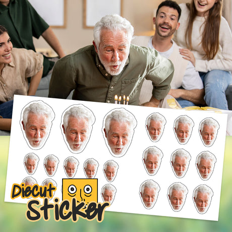 Custom Photo Sticker, Face Sticker Sheet, Personalized Face Sticker Custom Party Favors, Turn Photo Into Sticker, Custom contour cut sticker - StickerBao Wheel Sticker Store