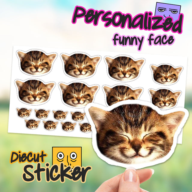 Pet Portrait Stickers | Custom Cat Sticker, Custom contour cut stickers, personalize stickers, Turn Photo Into Sticker, Custom Photo Sticker - StickerBao Wheel Sticker Store