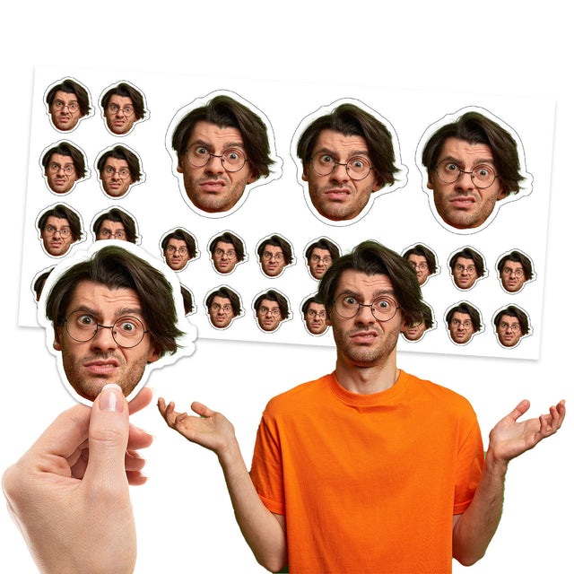 Custom Photo Sticker, Face Sticker Sheet, Personalized Face Sticker Custom Party Favors, Turn Photo Into Sticker, Custom contour cut sticker - StickerBao Wheel Sticker Store