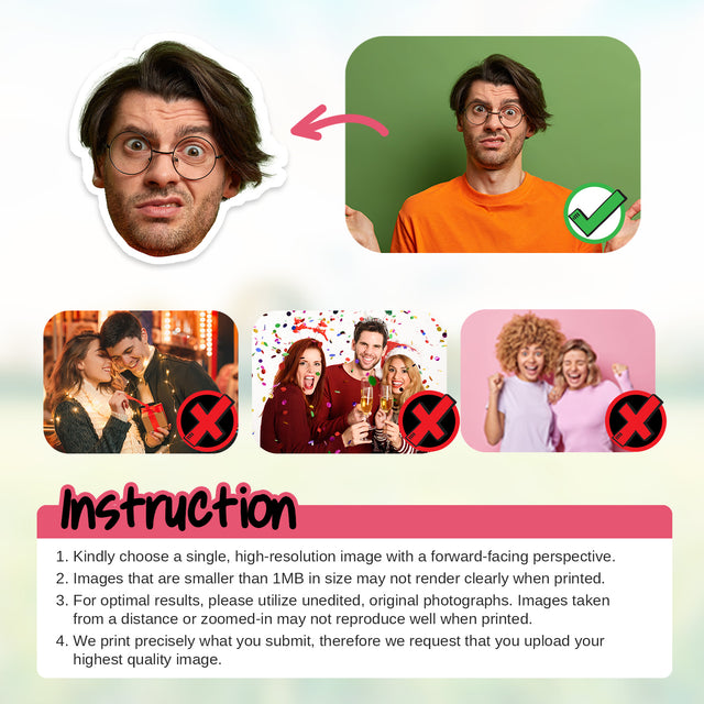 Custom Photo Sticker, Face Sticker Sheet, Personalized Face Sticker Custom Party Favors, Turn Photo Into Sticker, Custom contour cut sticker - StickerBao Wheel Sticker Store