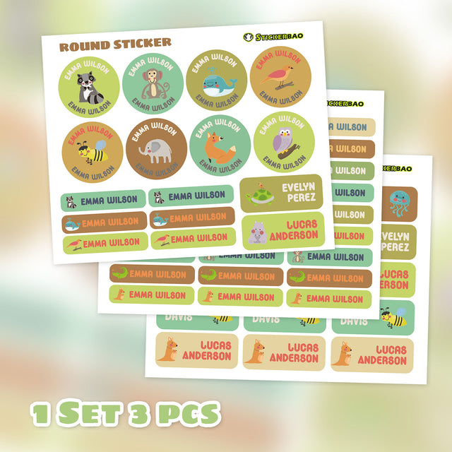 Custom Name Labels School Label Personalize Round Circle Rectangle Daycare Stickers Kids Sticker Waterproof | 58 116 174 232 290 labels - StickerBao Wheel Sticker Store