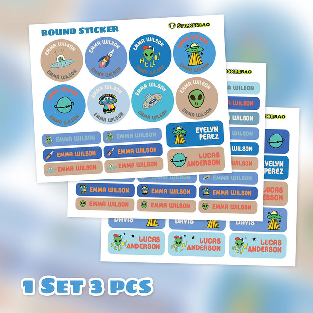 Custom Name Labels School Label Personalize Round Circle Rectangle Daycare Stickers Kids Sticker Waterproof | 58 116 174 232 290 labels - StickerBao Wheel Sticker Store