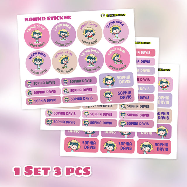 Custom Name Labels School Label Personalize Round Circle Rectangle Daycare Stickers Kids Sticker Waterproof | 58 116 174 232 290 labels - StickerBao Wheel Sticker Store