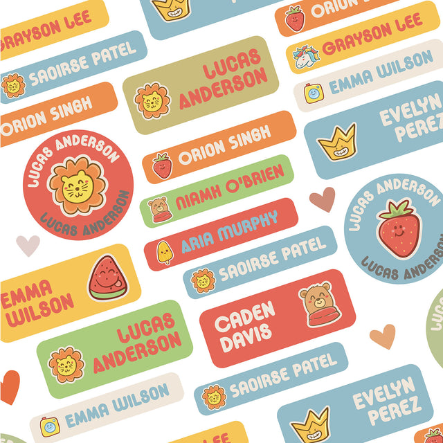 Custom Name Labels School Label Personalize Round Circle Rectangle Daycare Stickers Kids Sticker Waterproof | 58 116 174 232 290 labels - StickerBao Wheel Sticker Store