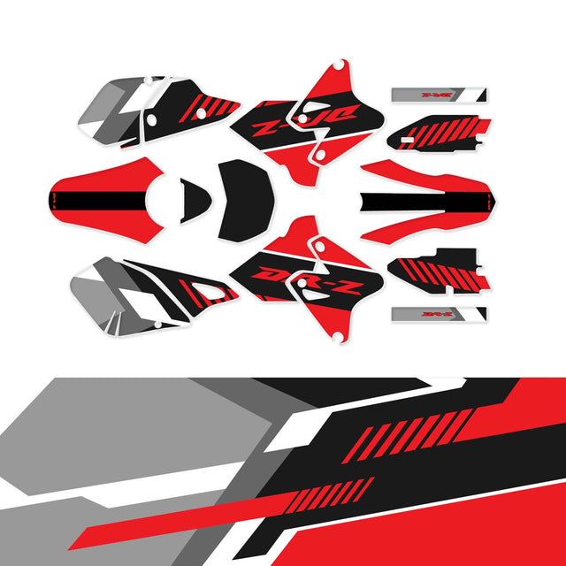 For Suzuki DRZ400 / SM 2000 2001 2002 2003 2004 2005 2006 2007 2008 2009 2010 2011 2012 2013 2014 2015 2016 2017 2018 2019 Motocoss MX Dirt Bike Fairing Wrap Sticker Graphic Vinyl Decal Radiator Shroud Front Rear Fender Low Fork Swing Panel Backgrounds Airbox Fashion Accessory Kit Set F08 Stickerbao