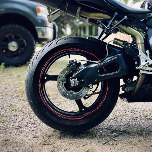 Universal 17 inch Motorcycle Check01 Black Standard Edge Rim Sticker Wheel Stripe Decal For Kawasaki - StickerBao Wheel Sticker Store